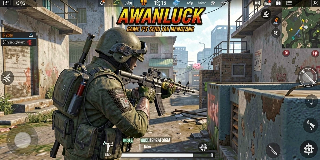 Tangkapan layar gameplay AWANLUCK menampilkan pertempuran sengit di dunia FPS.