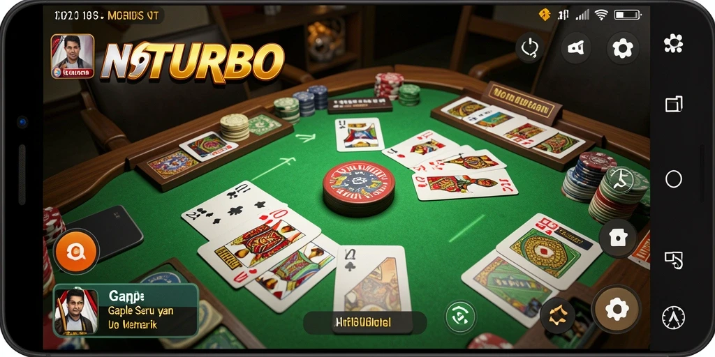 Tampilan gameplay N9TURBO yang menarik dan seru saat bermain Gaple.