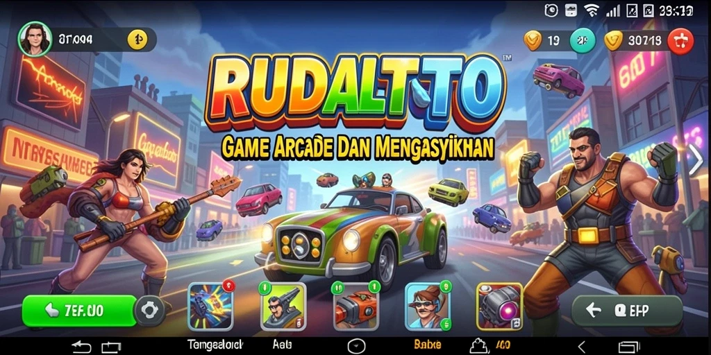 Tampilan gameplay seru RUDALTOTO yang penuh tantangan dan warna.
